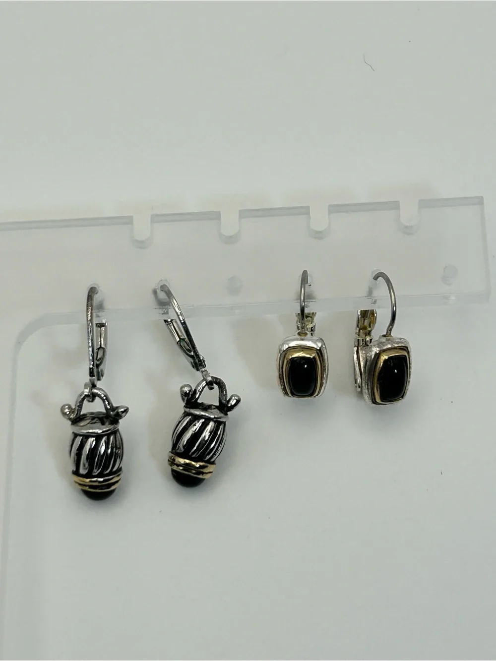 Tri-tone Gold Silver Black Earrings Qty 2 Pairs Lever Backs